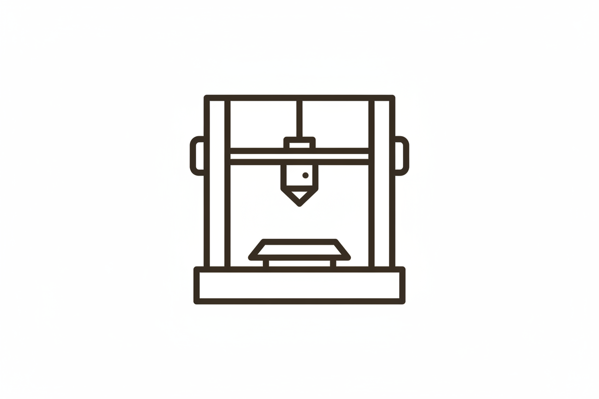 3d nyomtatás ikoon háttér nélkül, sötét barna körvonalas